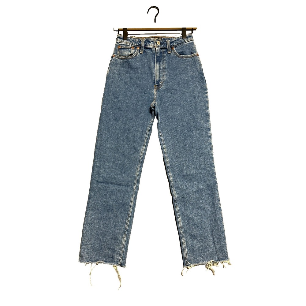 Abercrombie & Fitch Zoe Natural Rise Ankle Straight Jeans Women 27/4R Blue Denim